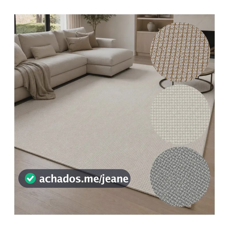 Tapete Sala Quarto Grande 200x150 Algodão Antiderrapante 2 M 1.5 M Creme