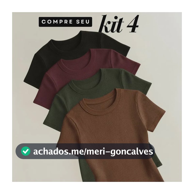 Kit 4 Blusas Feminina Ribana Canelado Estilosa Básica Casual Preto, Bordô, Verde E Marrom Liso Gg/exg (44/48)