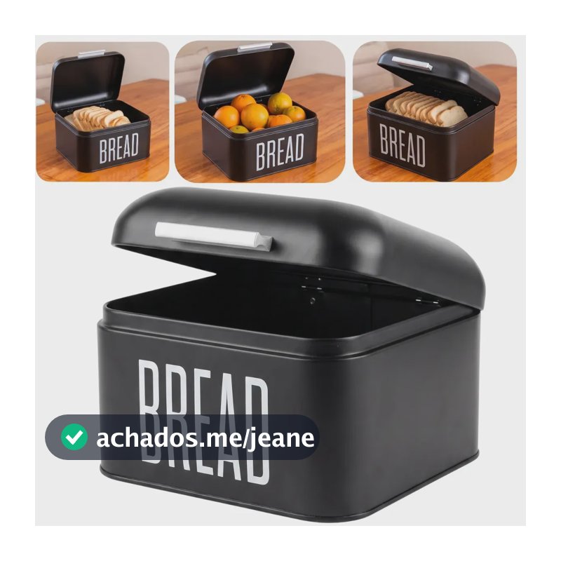 Porta Pão Grande Metal Organizador De Pães Em Lata Bolo Com Tampa Articulavel Inpari Imports