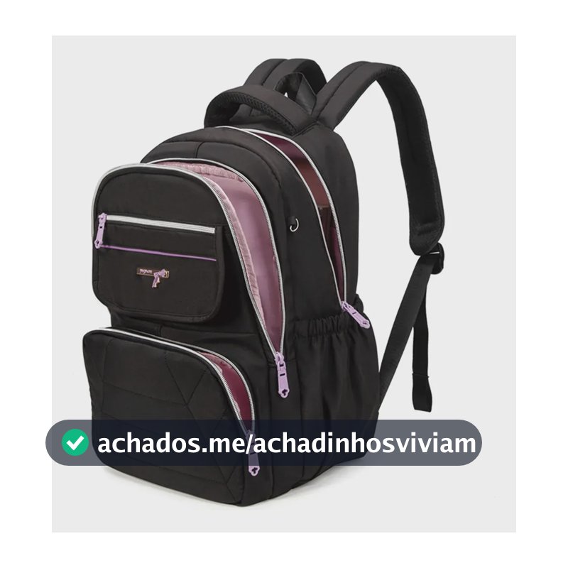 Mochila Feminina Escolar Reforçada Para Notebook Preta Preto