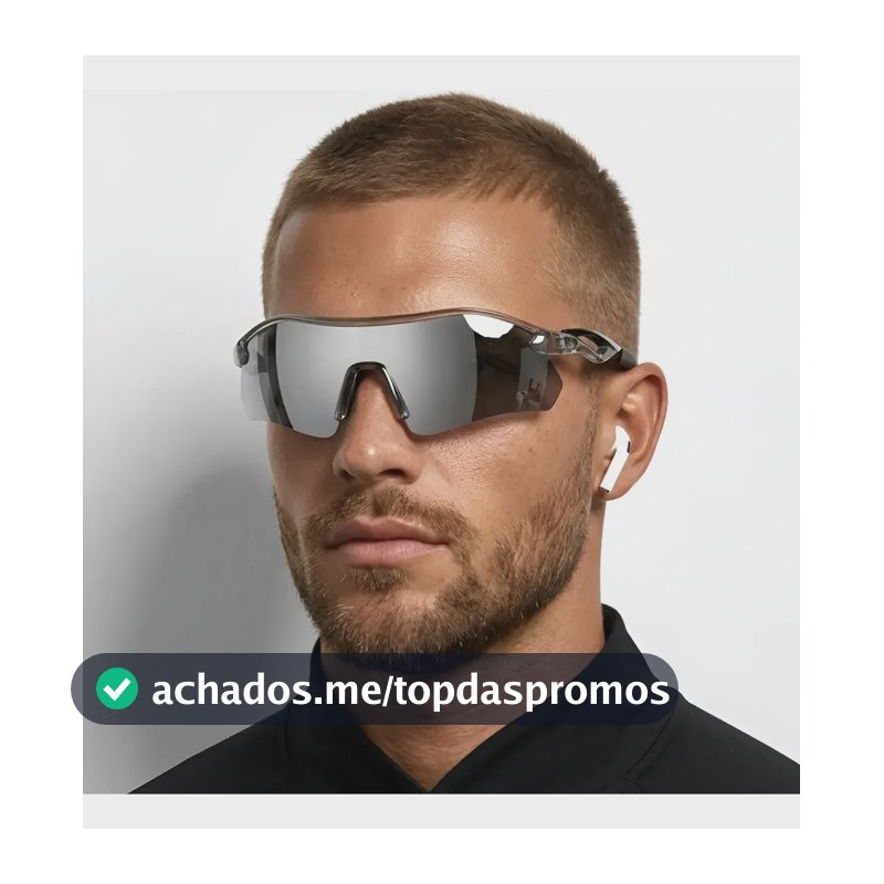 Óculos Esportivo De Sol Corrida Bike Baixa Beach Tenis Uv400 Cinza Prata Espelhado