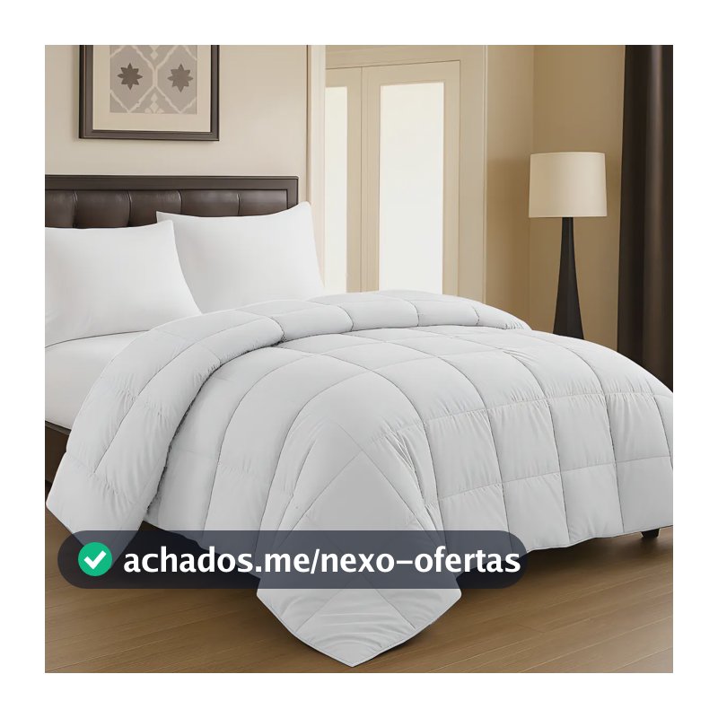Edredom Queen 400 Fios Dupla Face Pluma Extra Macia Luxo Branco