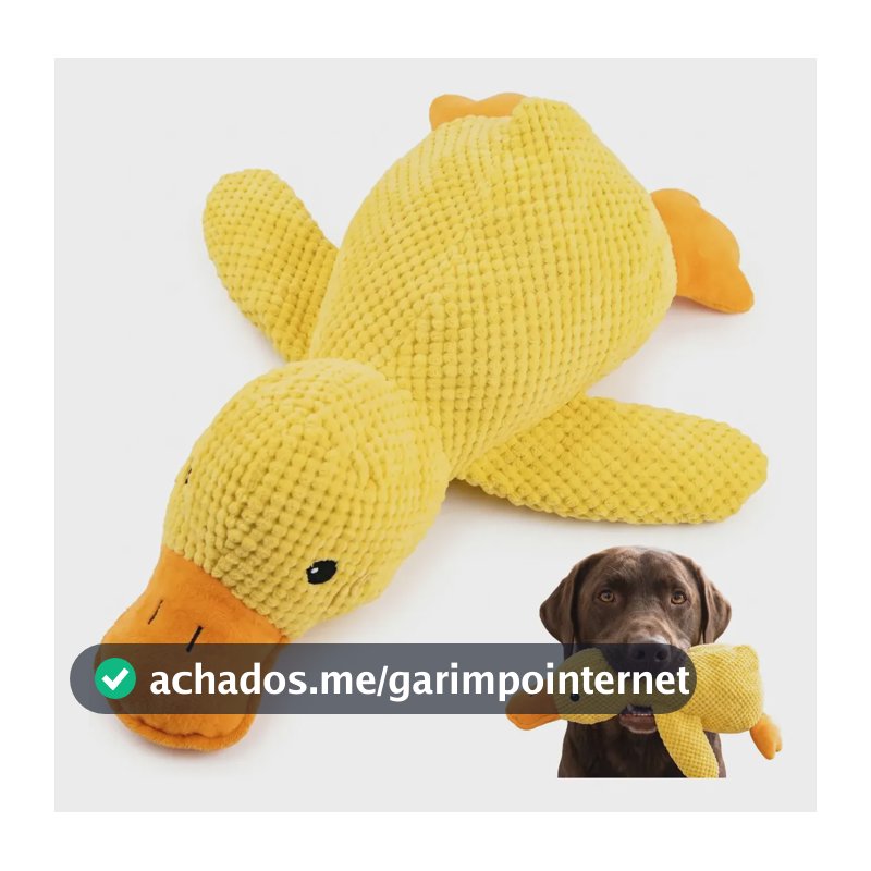 Brinquedo Mordedor Pet Pato Pelucia Grande Com Som 32cm Cão Amarelo Pato