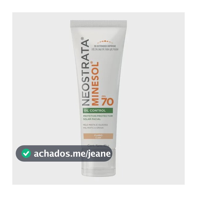 Protetor Solar Facial Neostrata Minesol Oil Control Claro FPS 70, 40g