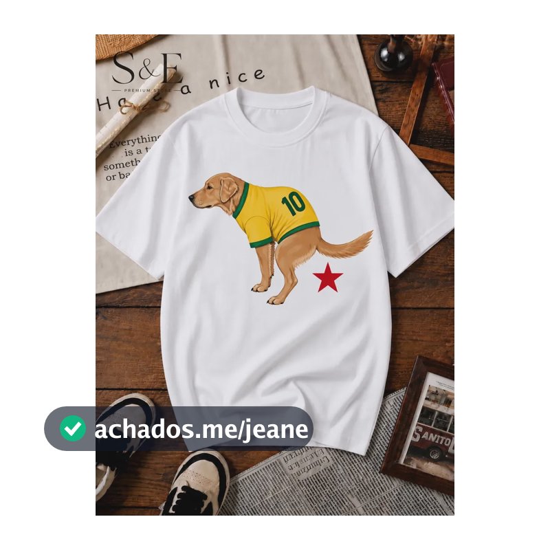 Camisa Masculina Cão Patriota E Estrela Vermelha Pt Branco Cachorro M Estampa Localizada