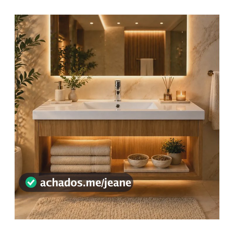 Gabinete Suspenso Banheiro Cuba Integrada Bmc 64cm Mel Branco