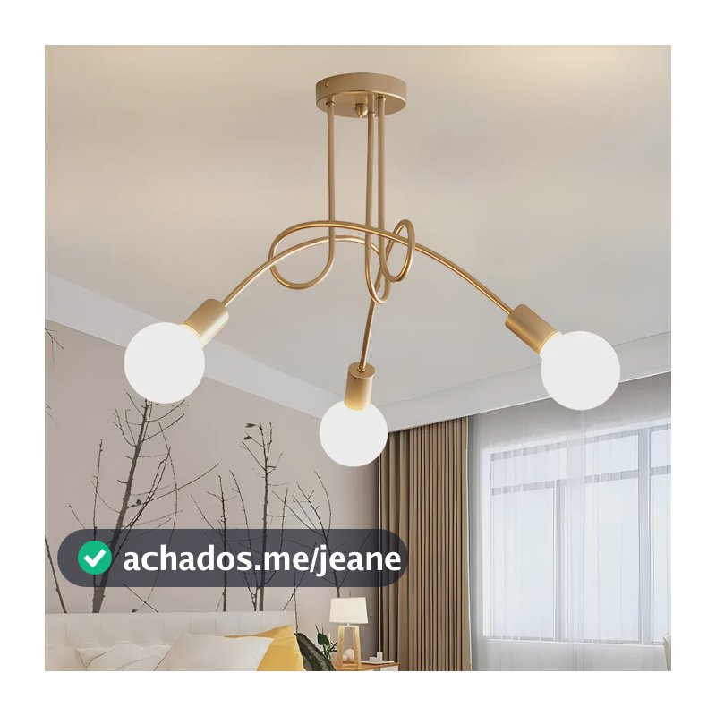 Luminária De Teto Lustre Moderno Sala De Jantar 3 Lâmpadas 127/220v Dourado