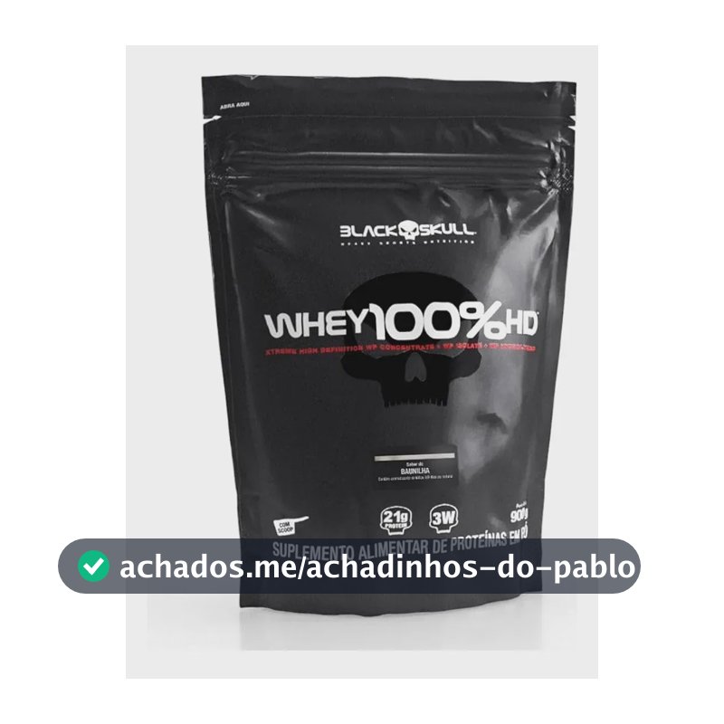 Proteína Black Skull Whey 100% HD em pó sabor Baunilha x 900g