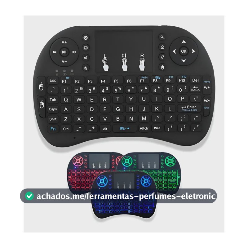 Mini Teclado Usb Sem Fio Para Notebook Smart Tv Android Box Preto Português Brasil