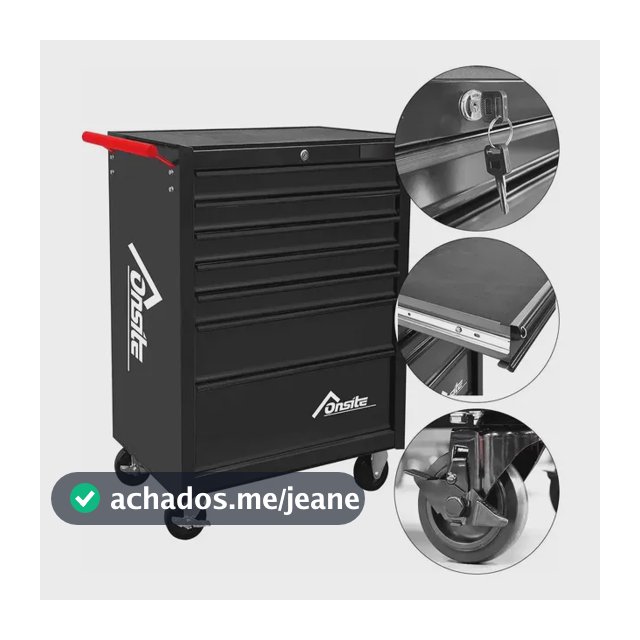 Carrinho Fechado Para Ferramentas Com 7 Gavetas Preto Onsite Preto