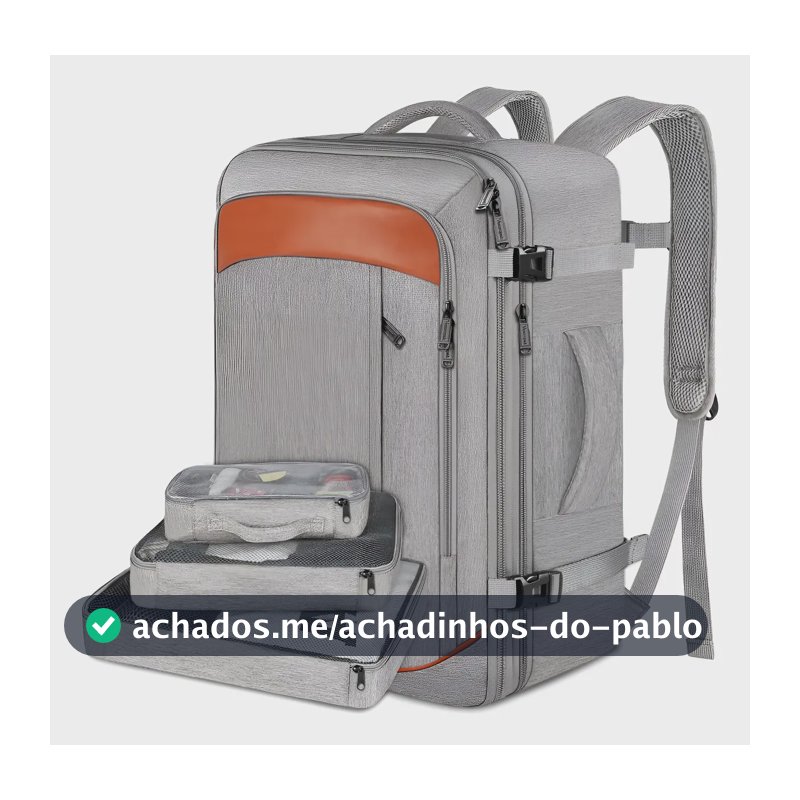 Mochila Viagem 40L Grande Expansível Antifurto Impermeável Aviao Mala De Mao Item Pessoal Masculina Feminina Yorepek Liso