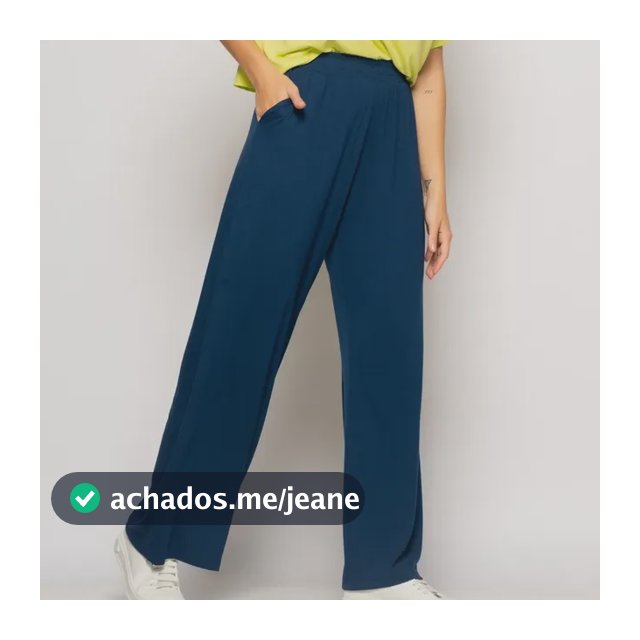 Calça Wide Leg Com Bolso Malha