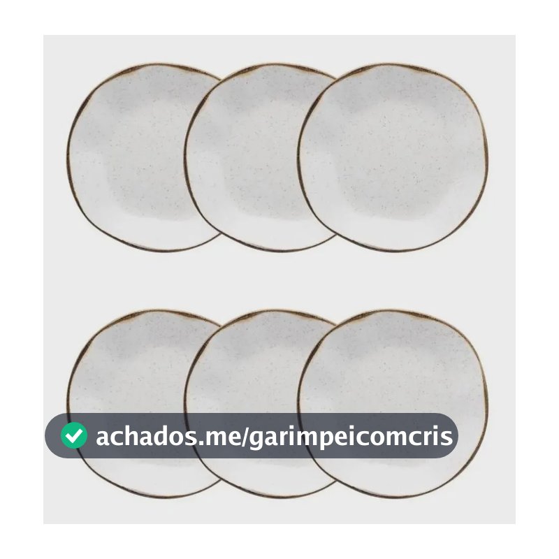 Conjunto 6 Pratos Fundos Oxford Ryo Maresia 22,5cm - Porcelana