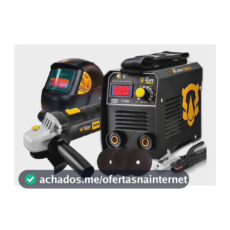 Kit Maquina De Solda + Esmelhiradeira + Mascara E Acessórios Amarelo E Preto 220v