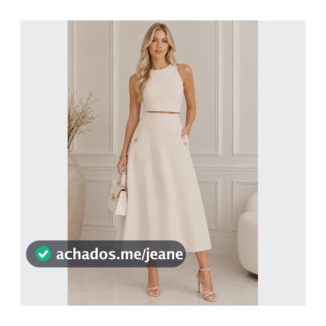 Saia Midi Linho Evasê Cintura Alta Com Bolsos Forrada