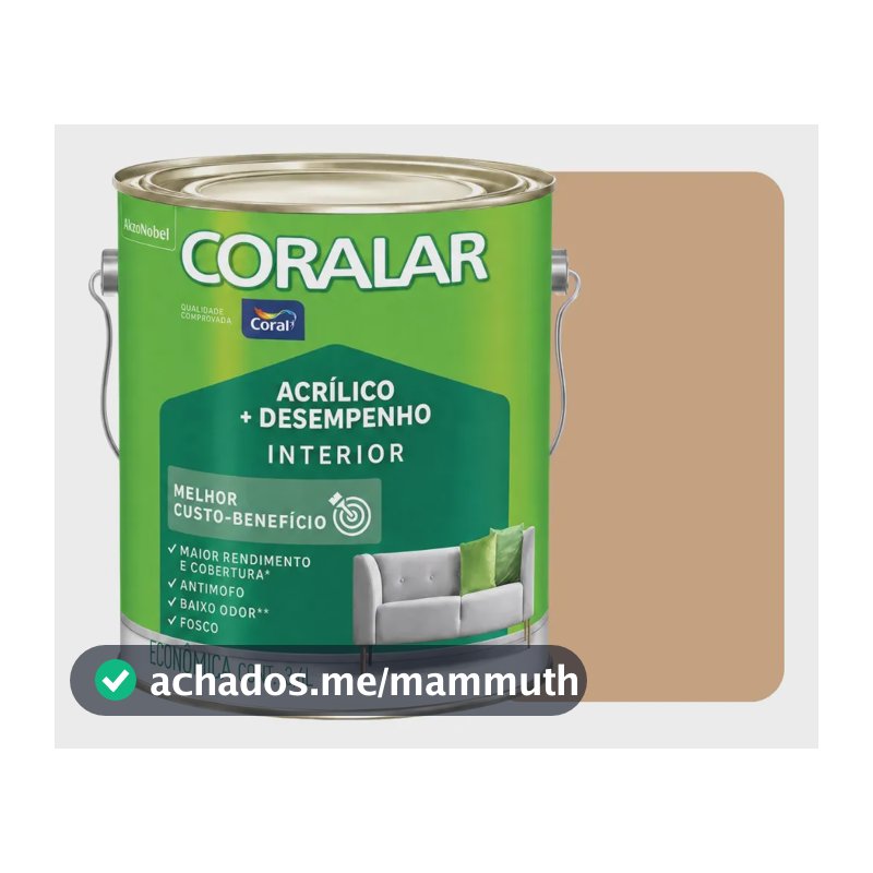 Tinta Acrílica Coral Coralar Fosca Antimofo 3.6L Camurça Interior