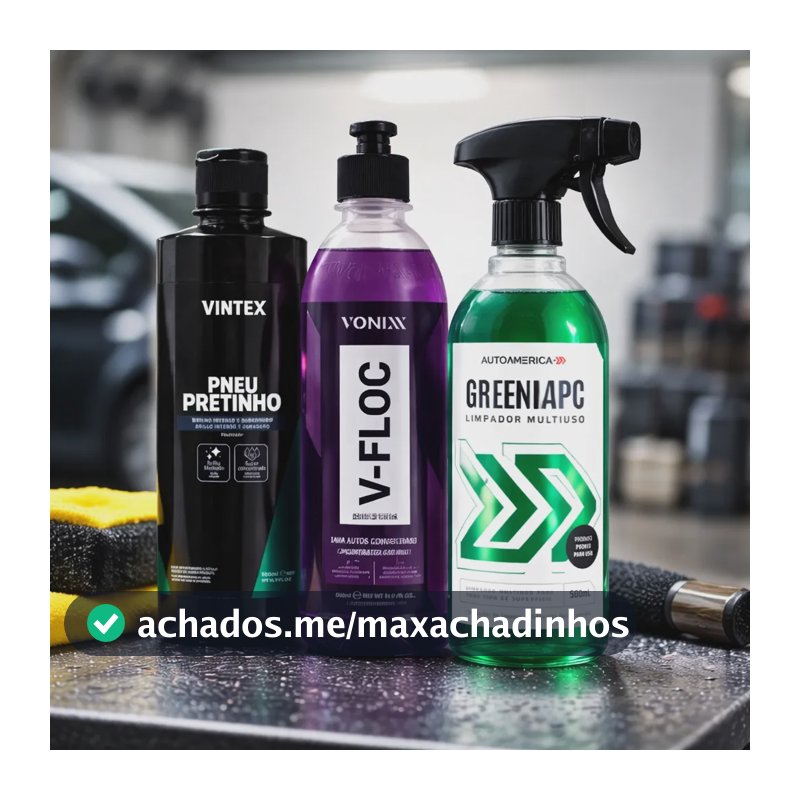 Kit Limpeza Automotiva - Pneu Pretinho + Green Apc + V Floc