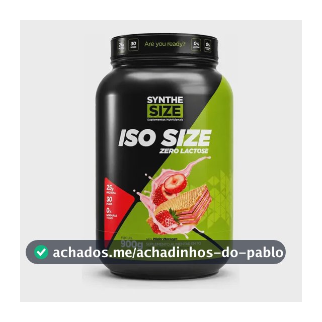 Iso Size Zero Lactose 900g Whey Isolado - Synthesize Sabor Wafer Morango