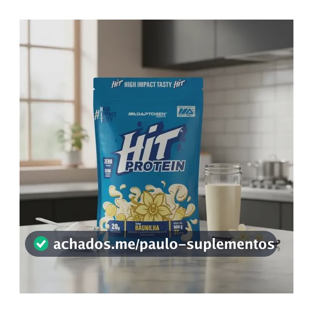 Suplemento Hit Protein Adaptogen Science sachê 900g Whey Protein Zero Gluten Zero açucar Sabor Baunilha