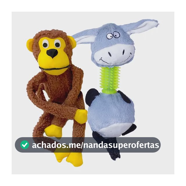 Kit 2 Pelúcias Para Cachorro, Macaco E Burrinho Savana Pet