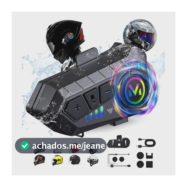 Fone Bluetooth Capacete Moto Y10 Ipx6 Rgb Microfone