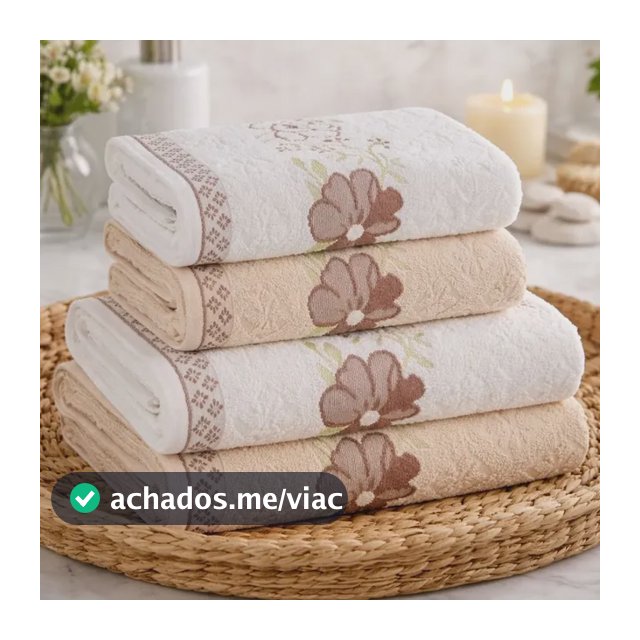 Jogo De Toalhas Karsten 100% Algodão Floral Grossa 4 Peças