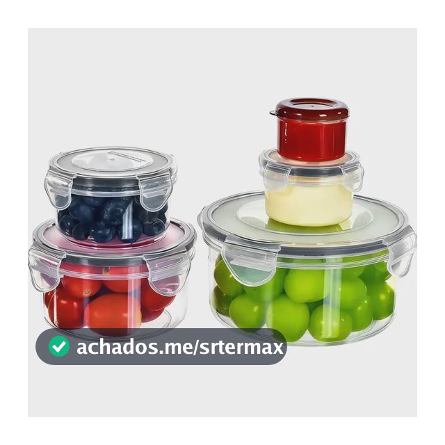 Kit Potes Hermeticos Transparente 5 Vasilhas Plasticas Transparente