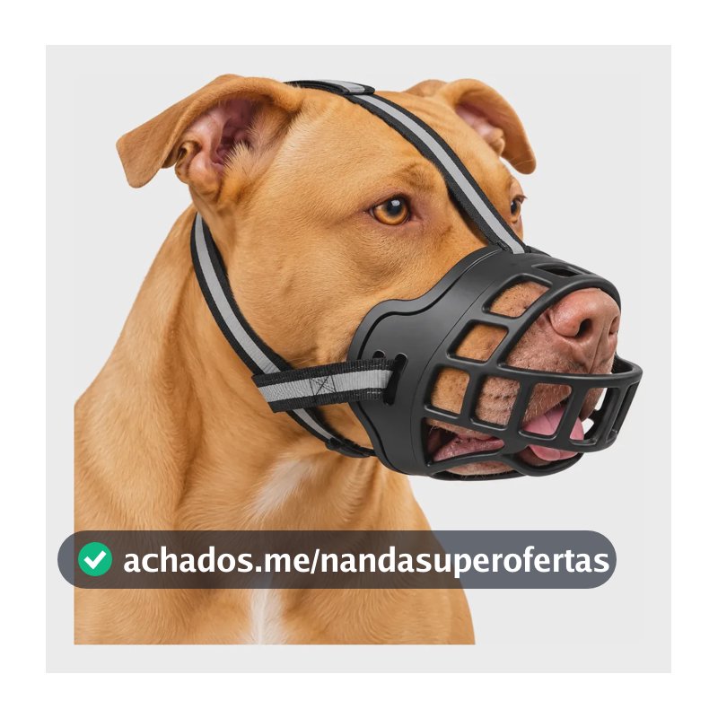 Focinheira Para Cães Do Pp Ao Xg Tamanho  Ajustável Pitbull Preto G