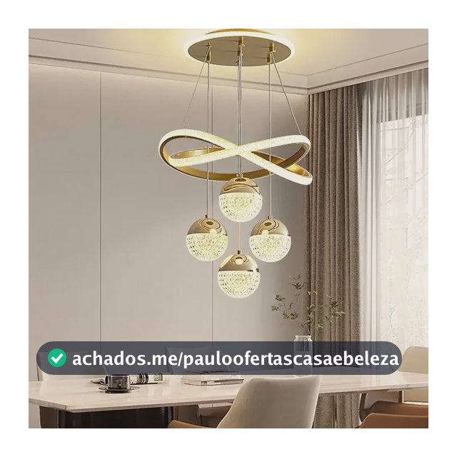 Lustre Teto Led Pendente Moderno Para Sala Quarto Cozinha 127/220v Dourado