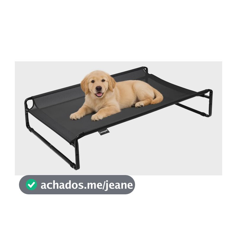 Cama Suspensa Grande Cachorros Looxopet Textilene Preto 90x65x21cm