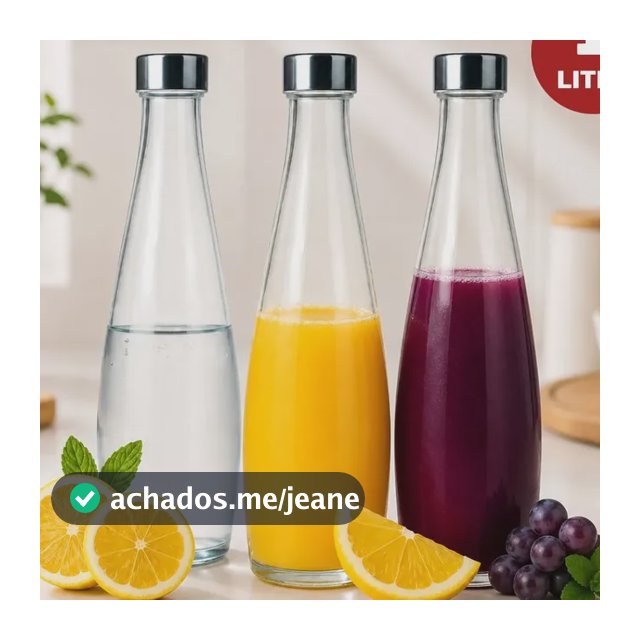 Kit 2 Garrafas De Vidro 1 Litro Tampa Inox Água Geladeira 2 Unidades