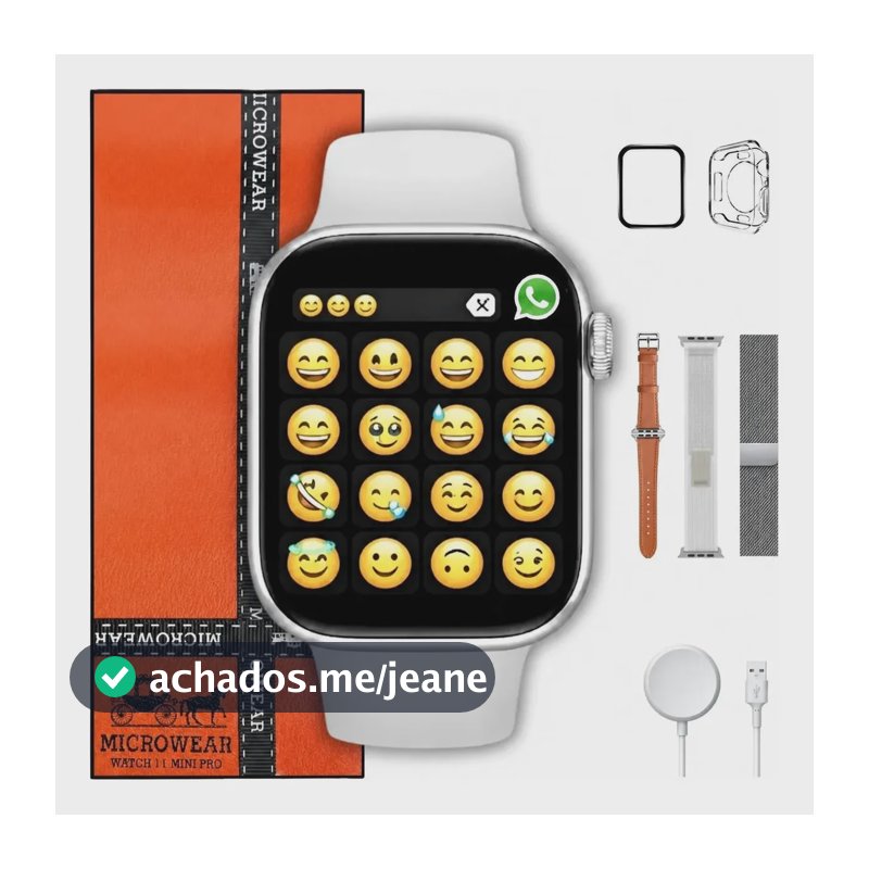 Relógio Smartwatch W11 Pro Mini 42mm Amoled Gps Nfc Whatsapp Branco/prateado
