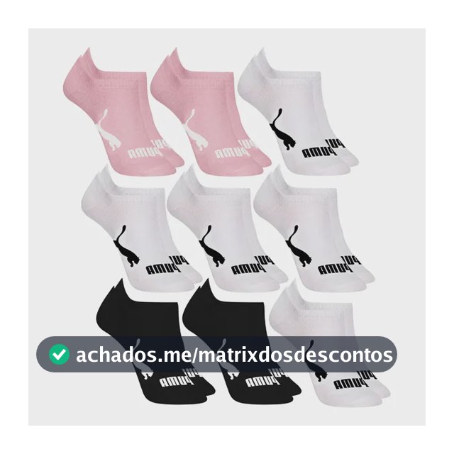 Kit 9 Pares Meias Invisível Puma Sapatilha Soquete Original