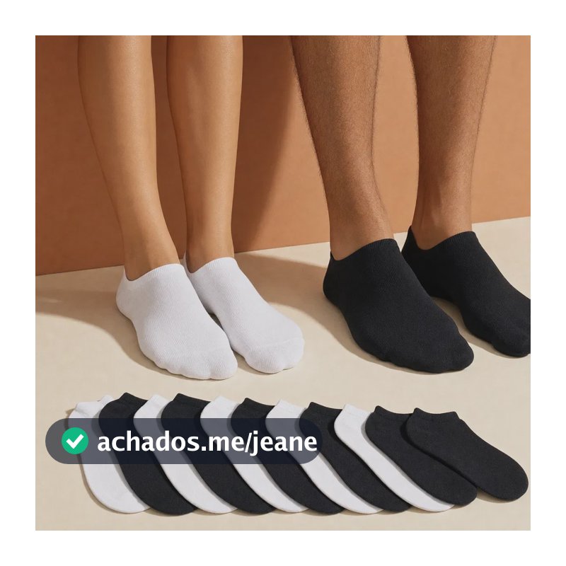 Kit 12 Pares Meia Soquete Unissex Cano Curto Algodão Premium Sortido 38-46