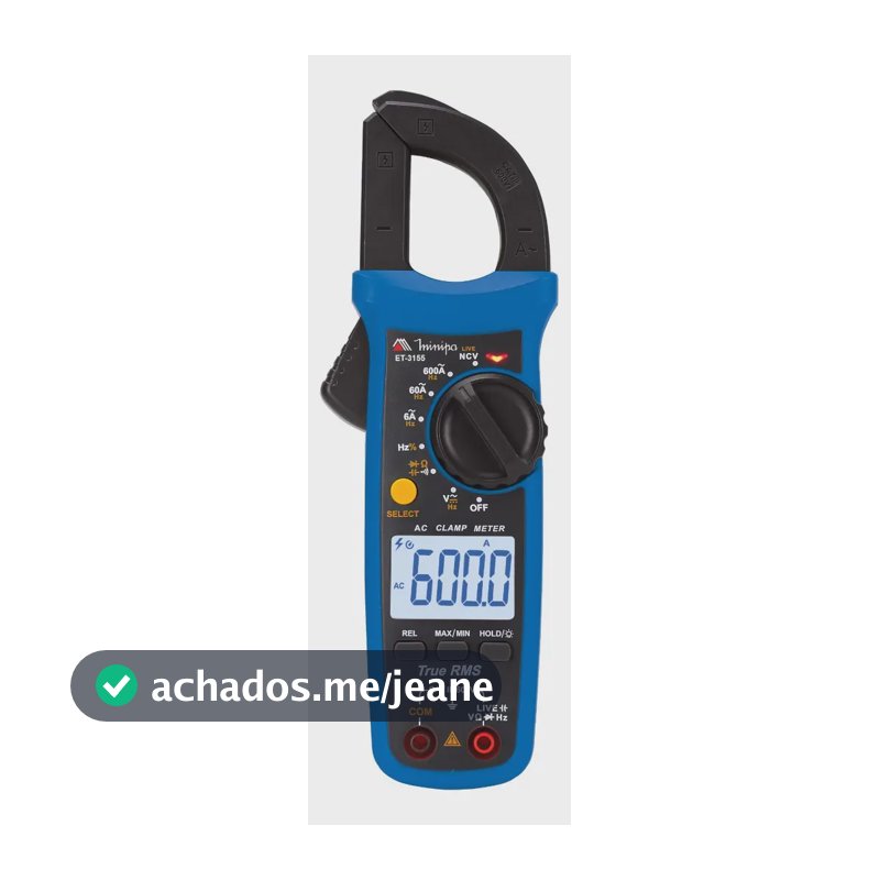 Alicate Amperímetro Minipa ET-3155 Digital True RMS 600A CAT III 600V NCV