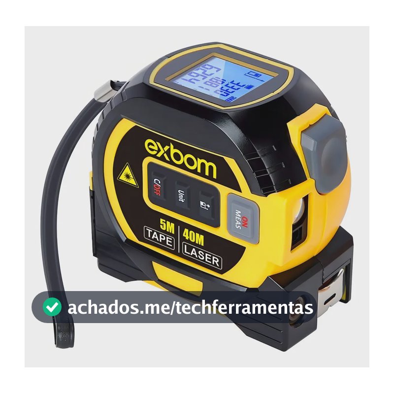 Trena Digital a Laser Exbom 3 em 1 40m com Nível e Fita Métrica 5m