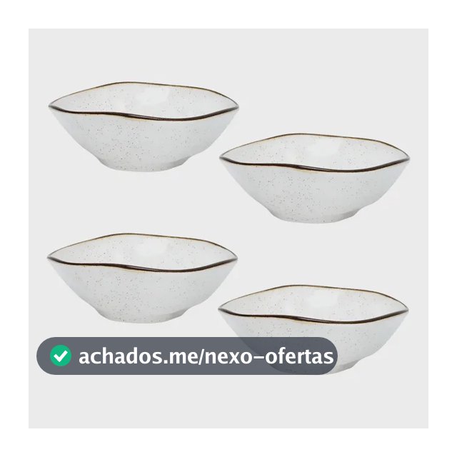 Conjunto 4 Bowls Porcelana Oxford Ryo Maresia 500ml Apto Micro-ondas