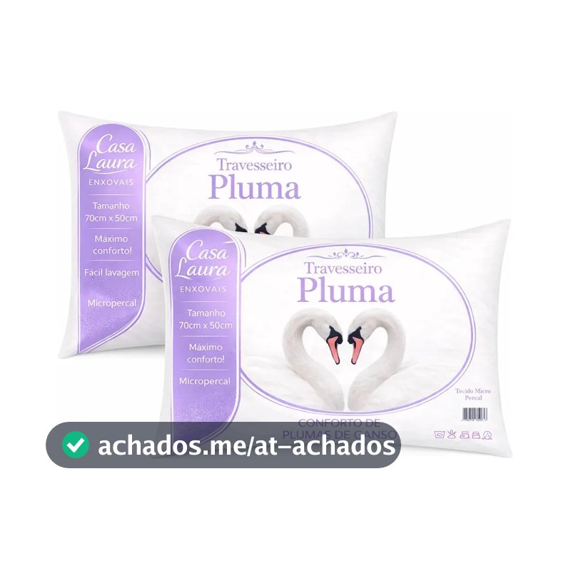 Kit 02 Travesseiro Antialérgico Pluma De Ganso 70cm X 50cm Cor Branco
