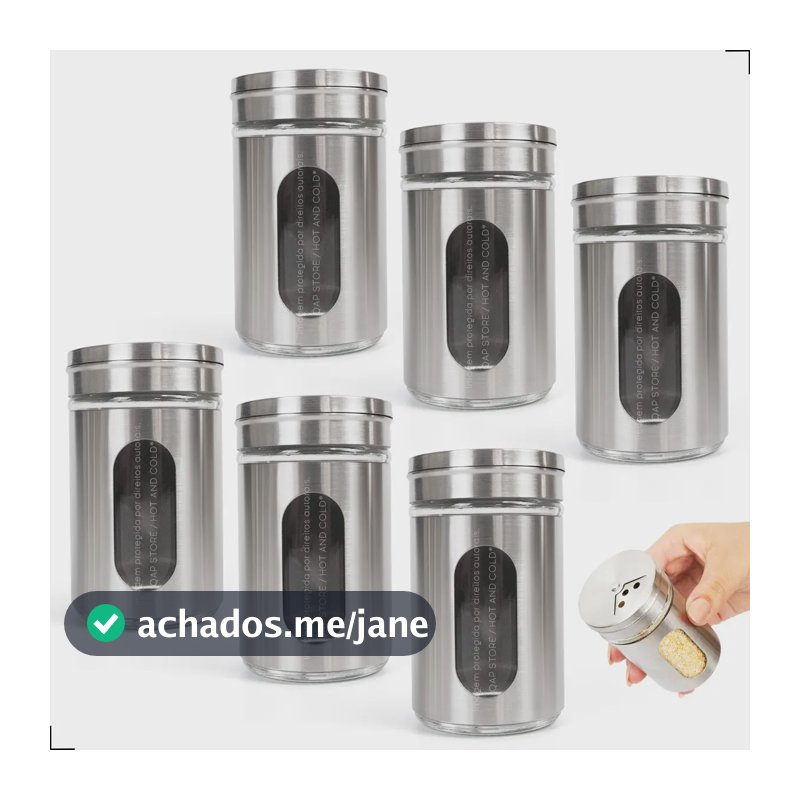 Kit C/ 6 Unidades Porta Temperos Em Aço Inox / Vidro - Bares E Restaurantes! Excelente Qualidade! Saleiro E Pimenteiro Prateado