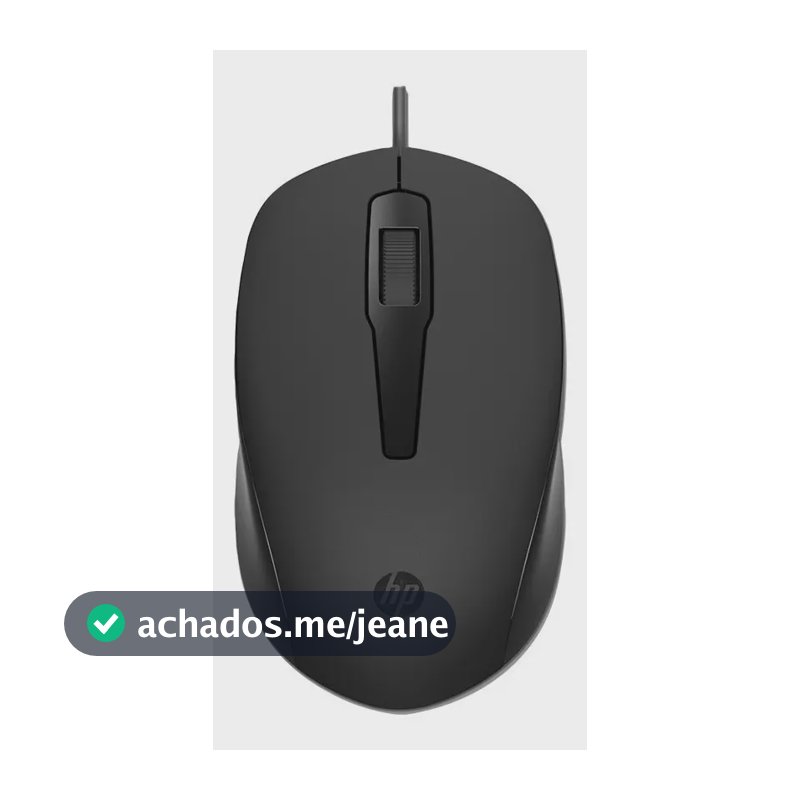 Mouse USB HP 150 - Plug and Play, com Design Elegante, Ambidestro e Ergonômico, Sensor Óptico 1600 DPI, Confortável e Preciso, Compatível com Windows, Cor Preta (240J6AA)