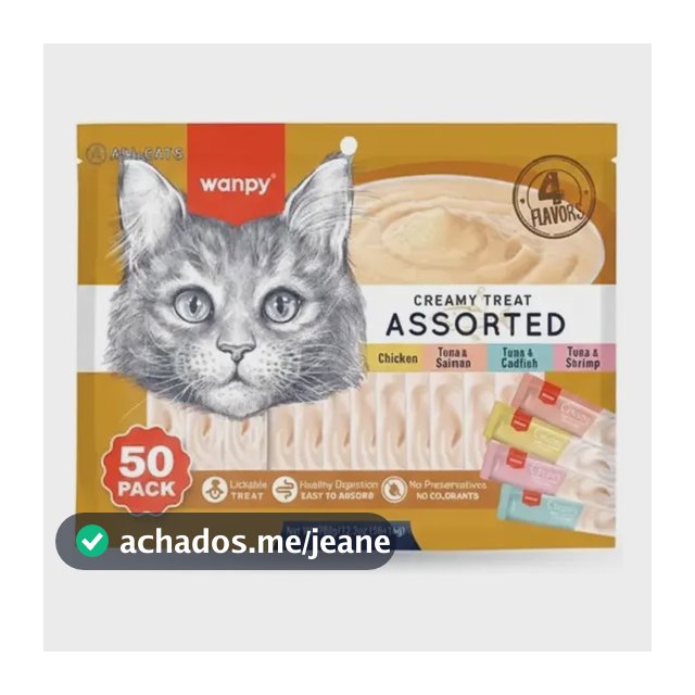 Petisco Para Gatos Wanpy Creamy Sabores Sortidos Saco C/50un
