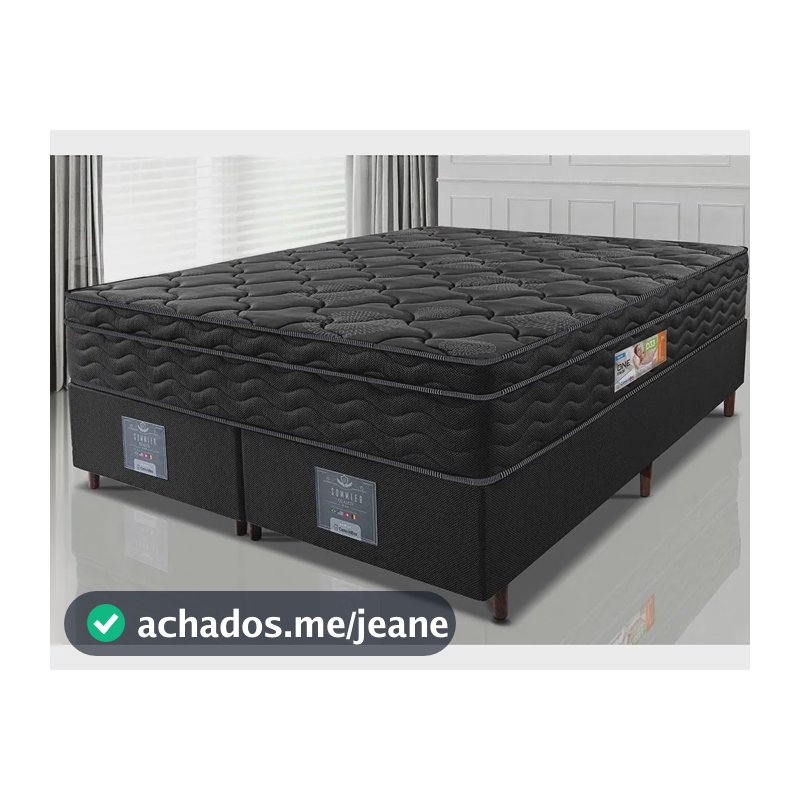Cama Box Queen Colchão OrtoFirm Black + Box 158x198x67 One Face Espuma D33 Preto