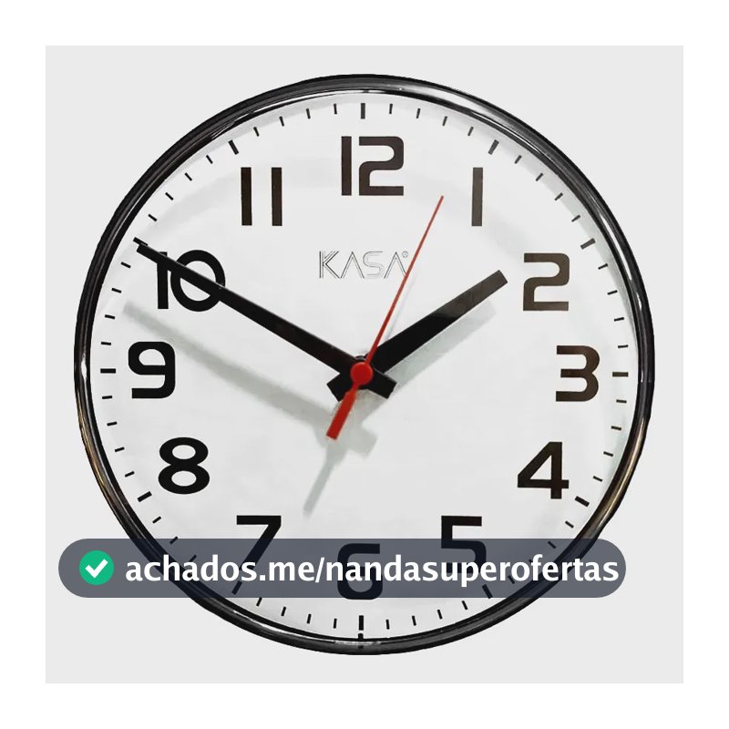 Relogio De Parede Analogico 30cm Preto Branco Redondo Quartz Preto Branco