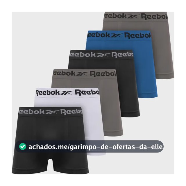 Kit 6 Cuecas Boxer Reebok Microfibra Sem Costura Original