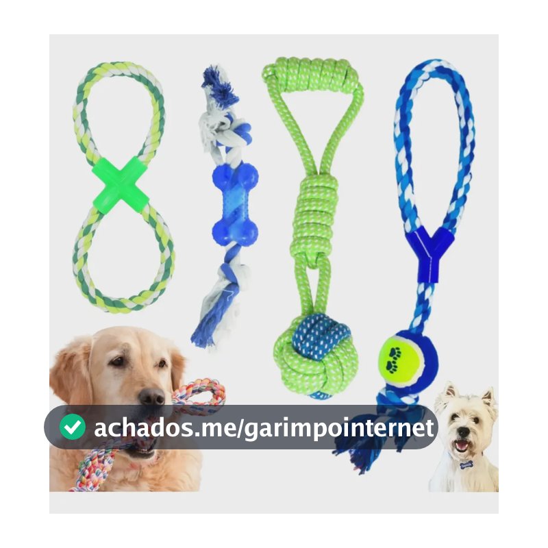 4 Brinquedo Pet Corda Resistente Interativo Cachorro Forte
