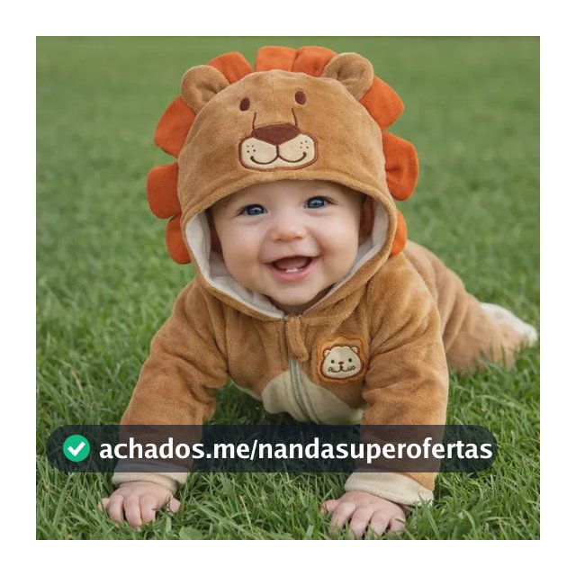 Macacão Bebê Plush Capuz Leão Orelhas Fantasia Menino Roupa