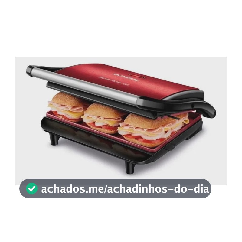 Grill e Sanduicheira Press Grill Red Ceramic PG-01-RC Vermelho e Preto 1000W Mondial