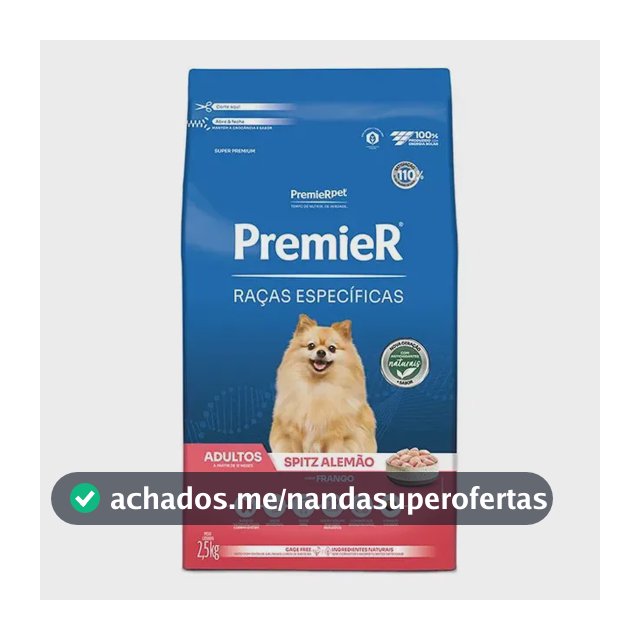 Ração Seca Cão Premier Spitz Alemão Adulto Frango 2.5kg