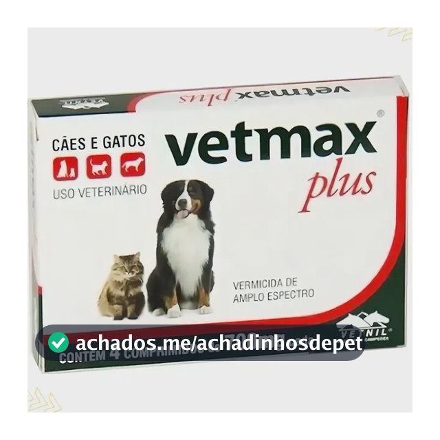 Vetmax Plus Vermifugo Parasitas Caes Gatos 4 Comprimidos Vetnil