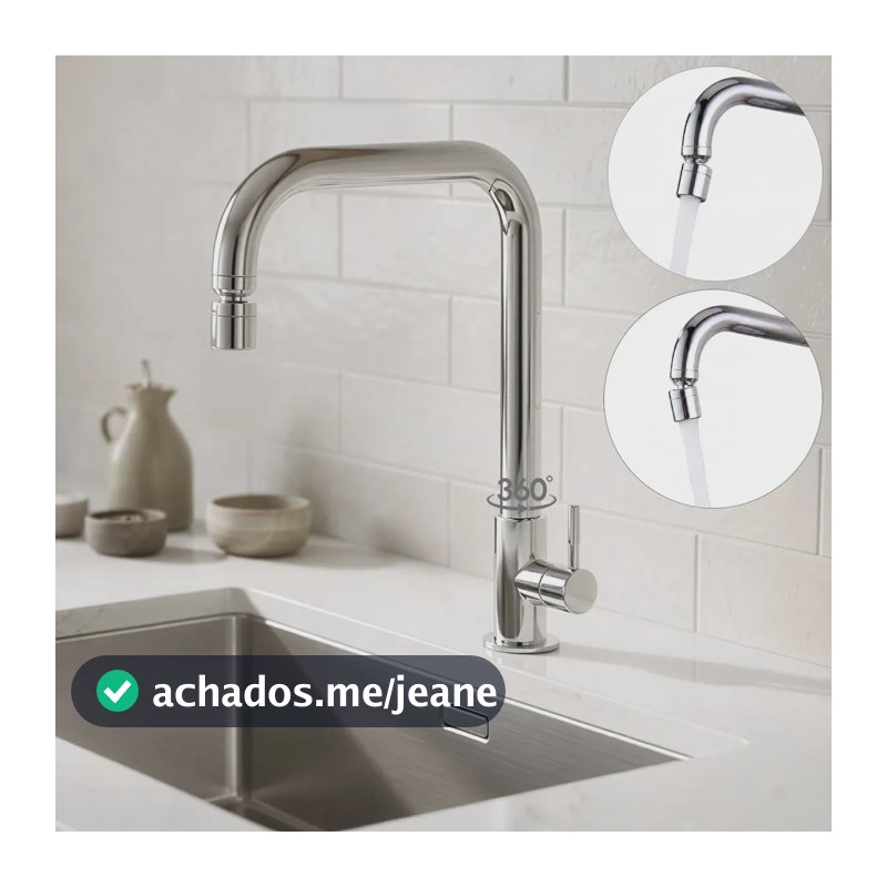 Torneira para Cozinha Cromado Pia Doméstica Água Fria Durável Brilhante Pode Girar